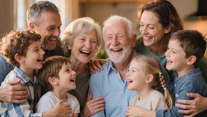 Fototapeta premium Happy Multigenerational Family Laughing Together at Home