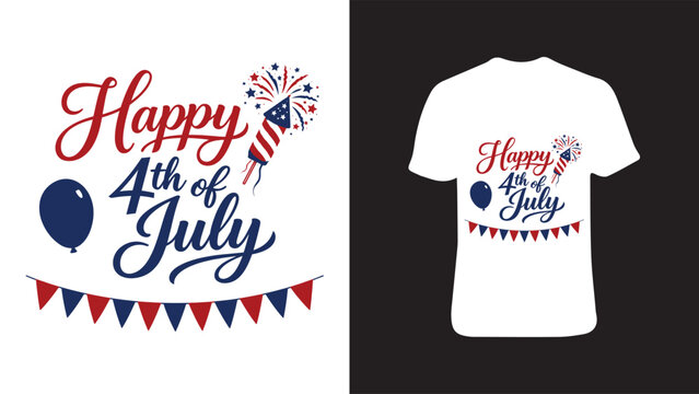 Happy 4th of july t-shirt design and logo