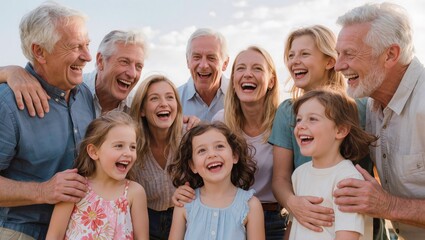 Obraz premium Happy Multigenerational Family Laughing Together at Home