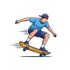 Fototapeta premium Skateboarder performing a trick in motion vector illustration isolated