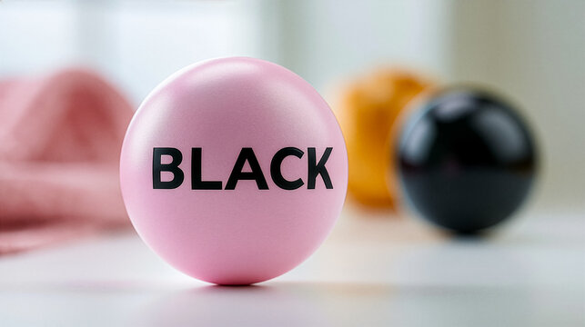 Word BLACK with contrasting black letter among pink letters. Concept of race, diversity, identity, inclusion, equality, social awareness and representation.