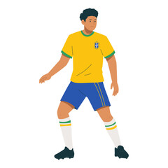 Fototapeta premium Jogadores de Futebol do Brasil em Estilo Flat