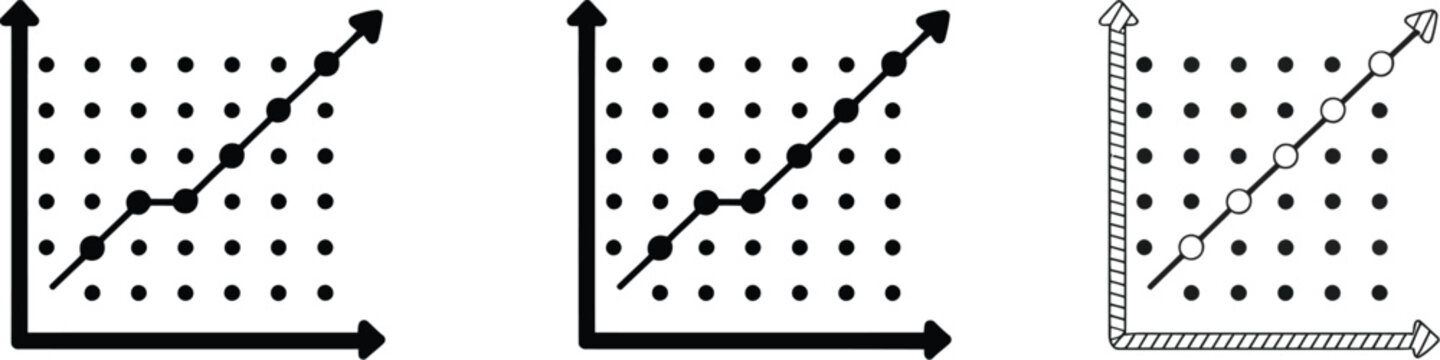 Scatter Plot Graph and Data Analysis Statistics Icons Collection for Research, Analytics, and Business Intelligence.