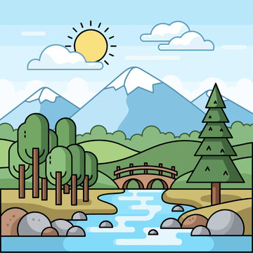 Small brown bridge over river.