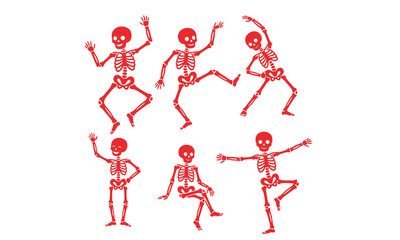 Obraz premium Dancing Skeleton, Halloween & Funny Skeleton Character Icons Collection