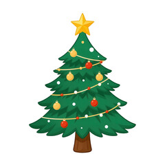 Fototapeta premium Decorated Christmas Tree with Ornaments and Star Top