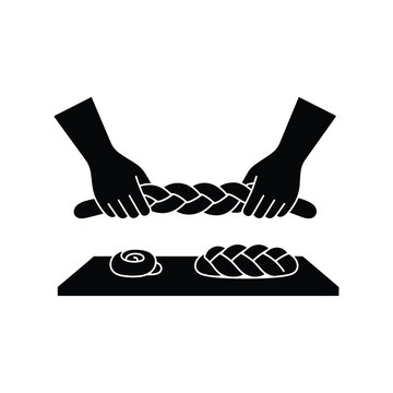 Bread Braiding Silhouette Icon for Traditional Artisan Bread Making