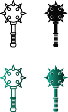 Four spiked mace icons in black and green colors