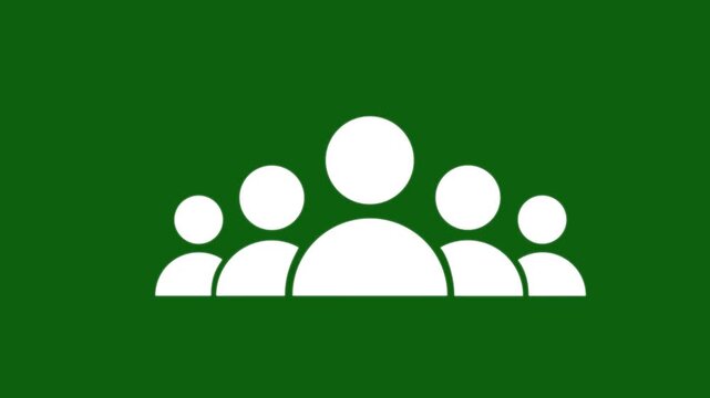 Group of five people icon isolated animation .Community icon,Business and team work icon animation . group people animated on transparent background.
