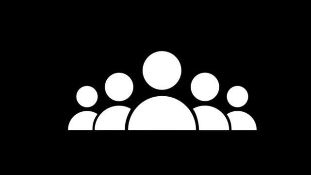 Group of five people icon isolated animation .Community icon,Business and team work icon animation . group people animated on transparent background.