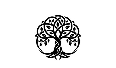 Fototapeta premium Minimal Twist Tree Logo Design Template with Elegant Natural Organic Symbol for Branding Identity