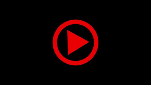 Glowing  play button icon animation with circle on white background. Start button icon animation.