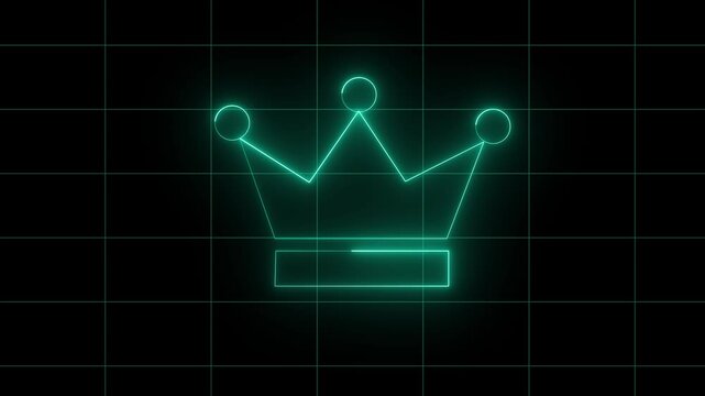 glowing line blank crown backdrop with golden frame for casino royal or grand hotel neon logo king queen icon animation.