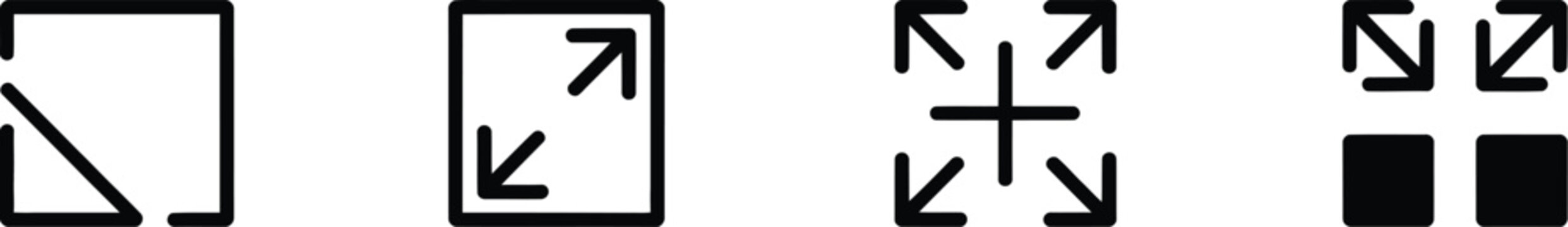 Fullscreen Icon Vector Isolated on White Background, Expand to Full Screen Arrows Symbol for Interfaces.