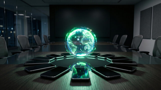 Global Connectivity Network Concept with Digital Planet and Phones