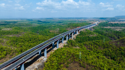 Samruddhi Mahamarg Drone Shot Maharashtra India, Samruddhi Expressway Highway Infrastructure Drone Photography © Akshaykanade