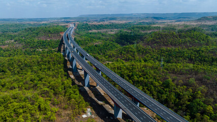 Fototapeta premium Samruddhi Mahamarg Drone Shot Maharashtra India Samruddhi Expressway Highway Infrastructure Drone Photography
