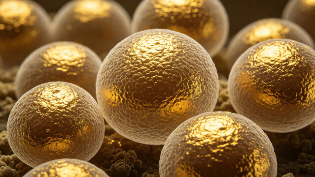 Original SEM micrograph of Cryptococcus neoformans yeast cells, characteristic polysaccharide capsule surface texture, natural gold coating contrast, authentic fungal pathogen
