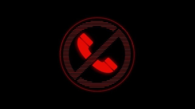 Phone Restricted Symbol Animation Red Warning Interface