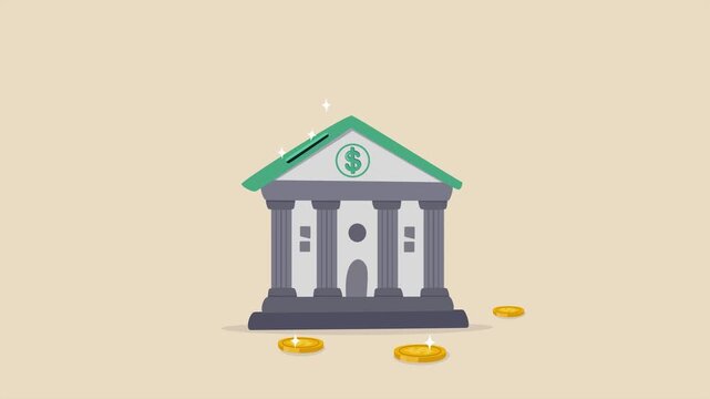 Saving Money in Bank Concept | Hand Inserting Coin Flat Animation 4K