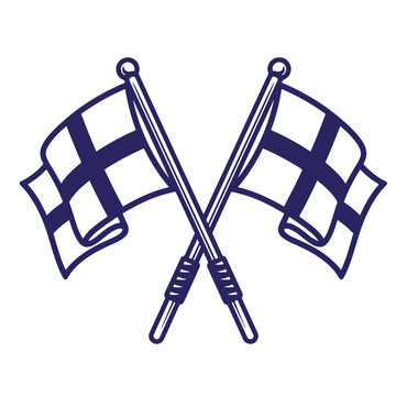 Crossed pennant flags on poles vector illustration for nautical signal communication with nautical communication maritime illustration navigational pennants