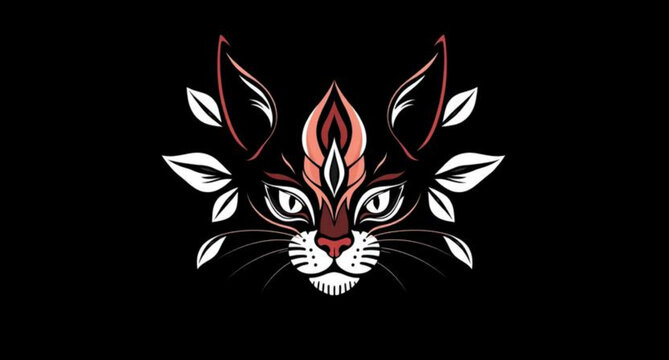A black silhouette and vector illustration of a powerful tiger tribal tattoo and fierce tiger head, blending majestic animal art with a bold cartoon design