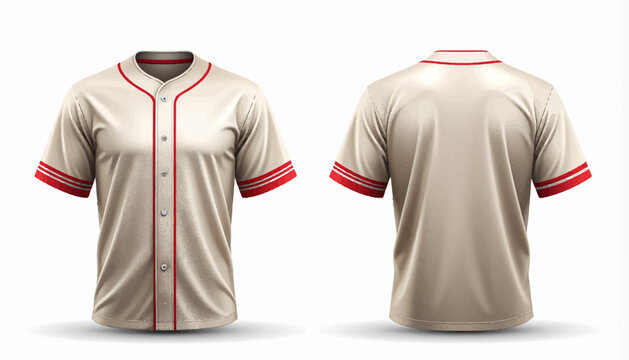 Baseball jersey mockup with red trim front and back views