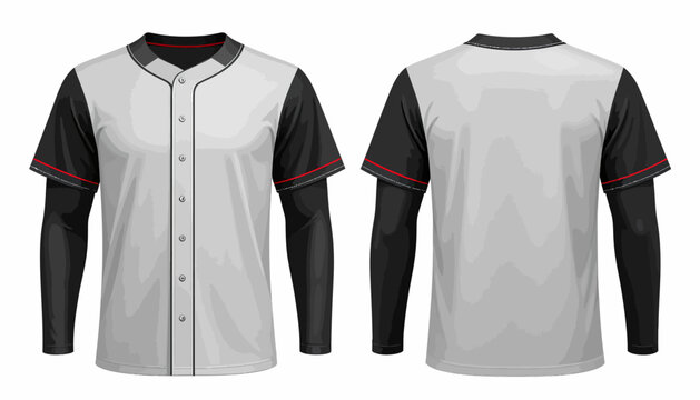 Baseball jersey apparel template front and back view in white black