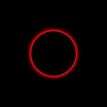 Simple glowing red circle shape isolated on a solid deep black background with soft light
