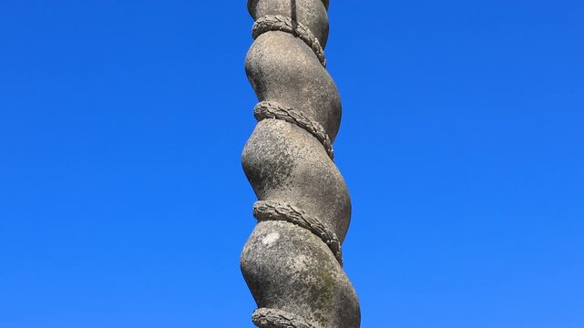 Ornate pillory stone column of Porto Cathedral