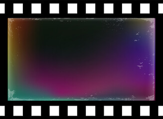 Fototapeta premium Old cinema film background with vintage scratches, colorful exposure leaks, dusty grain and weathered texture.