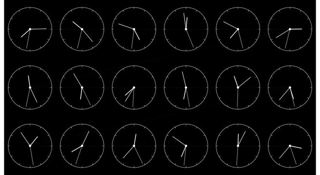 Fast motion clock hands spinning time lapse abstract animation