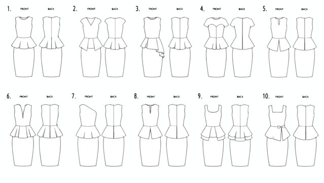 peplum dress sketch Fashion Drawing: Fitted Peplum Dress/Robe peplum