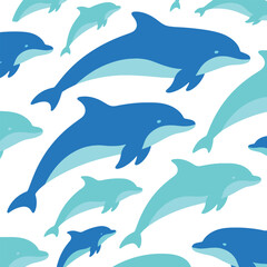 Naklejka premium Dolphin Pattern Background Wallpaper Vector Illustration Creative Design Template 