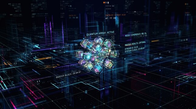 Professional engineers analyzing digital blueprint and holographic data in modern glass building, smart city infrastructure concept with futuristic technology overlay