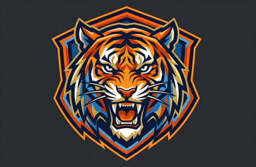 Obraz premium Modern tiger sports emblem featuring speed, strength, and competitive spirit.