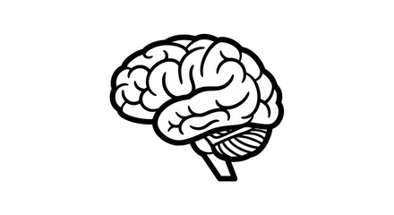 Side view human brain outline for medical design © nael