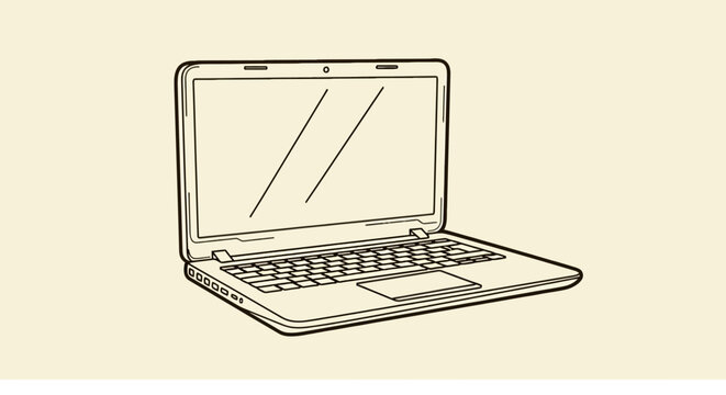 Open laptop computer with keyboard and trackpad