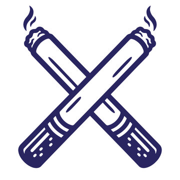 Crossed cigars with smoke vector illustration cigarillo nicotine illustration isolated background silhouette accessory lifestyle