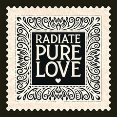 Obraz premium Radiate pure love typography on black background isolated on transparent background