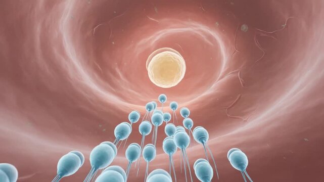 Sperm Approaching Ovum Medical Animation for Reproduction and Fertility Concepts