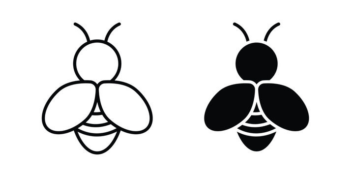 Bee icon pack in black vector type