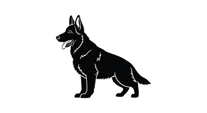 German shepherd dog silhouette against a white background