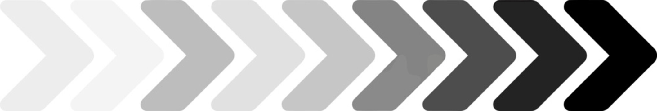 Sequence of chevron arrows in a grayscale gradient from white to black indicating progression and direction