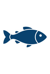 Fototapeta premium Simple blue fish icon silhouette isolated on white background.