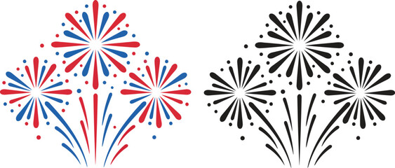 Red white blue fireworks celebration festive icon © Shoaib