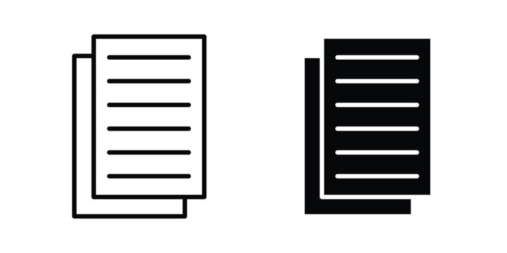 Documents icon pack in black vector type