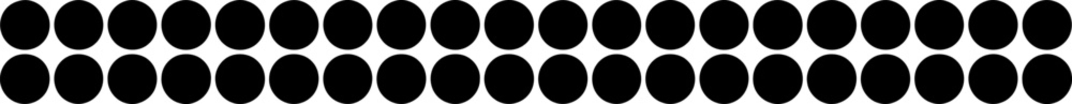 Two rows of solid black oval shapes arranged horizontally against a white background creating a repeating pattern of