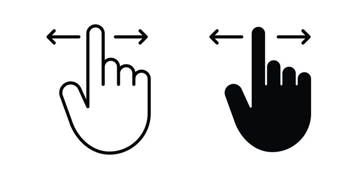 Finger swipe icon pack in black vector type