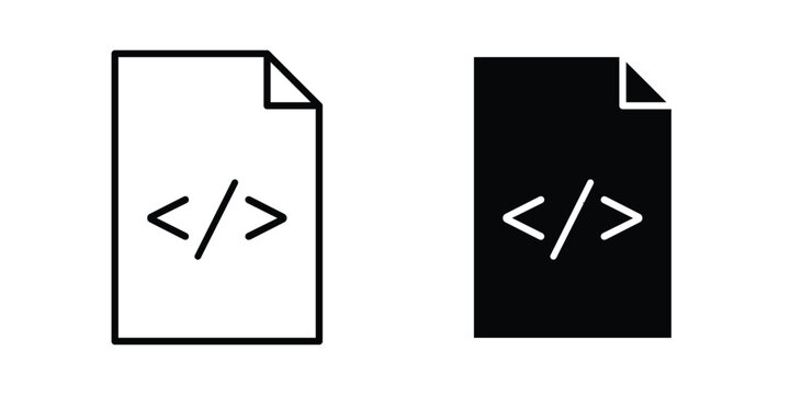 HTML script icon pack in black vector type